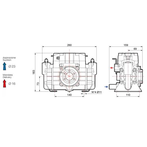 картинка Насос мембранно-поршневой Comet серия МР30 (29,2 л/мин; 30 бар) с эл. двигателем MEC100 (220В) фото 3 картинка Насос мембранно-поршневой Comet серия МР30 (29,2 л/мин; 30 бар) с эл. двигателем MEC100 (220В) фото 3
